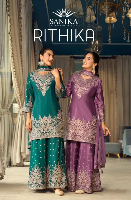 Rithika By Sanika Chinon Silk Embroidery Online Readymade Suits Wholesale
